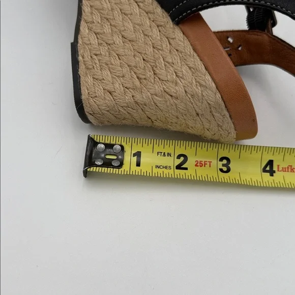 Indigo Clark’s Black Tan Wedge leather Sandals women 11M casual office vacation - Picture 12 of 13